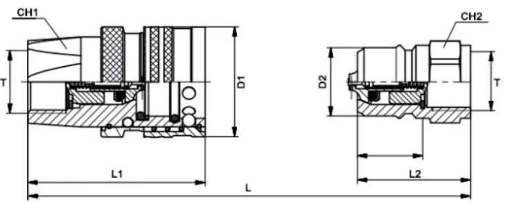 Coupling fitting sectional drawing